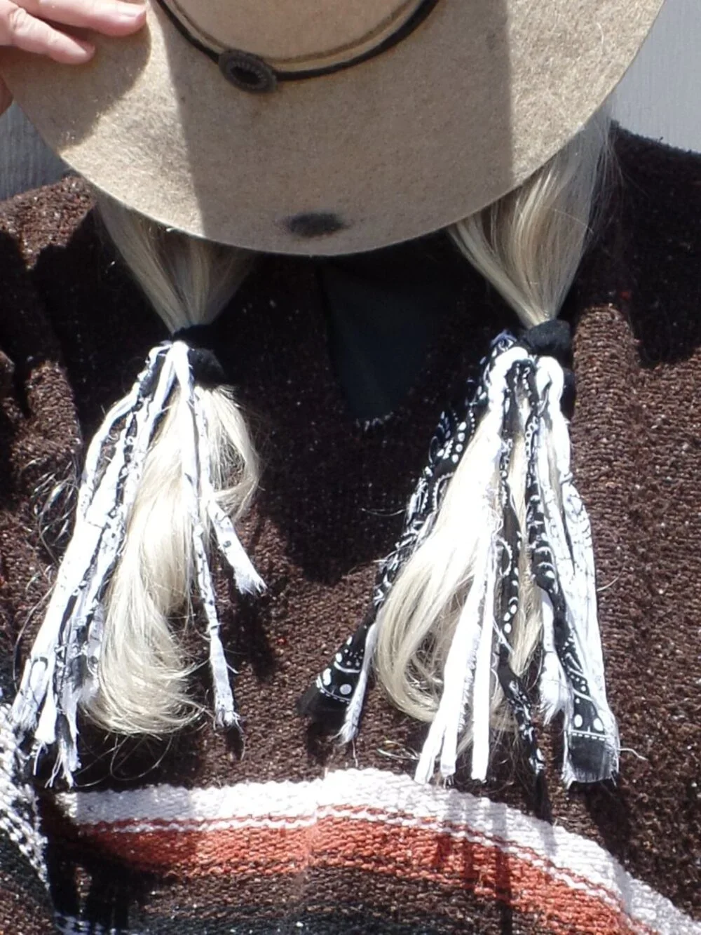 Hand Crafted Hair Tie Swag (1) BLACK & WHITE